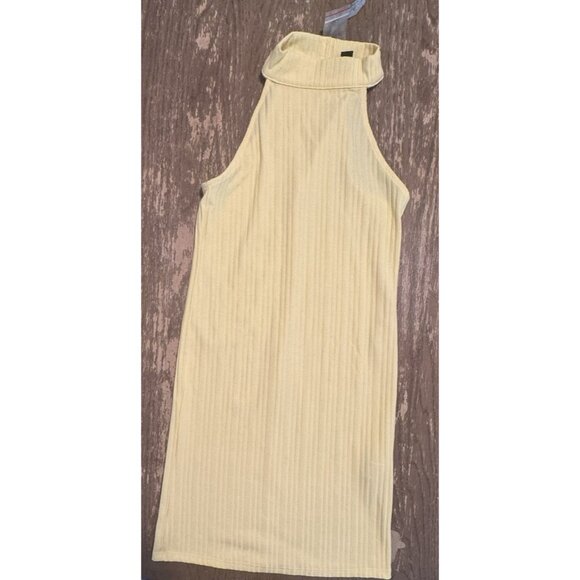 Forever 21 Butter Pastel Yellow Mini Halter Dress Bodycon NWT Ribbed SMALL - Picture 7 of 11